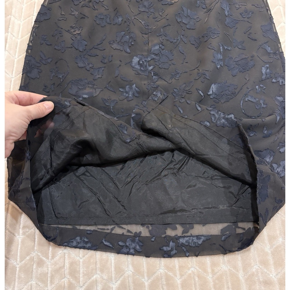 PRETA Velvet Floral Burnout Mesh Midi Pencil Skirt Size 42 Goth Dark Academia - Picture 9 of 11